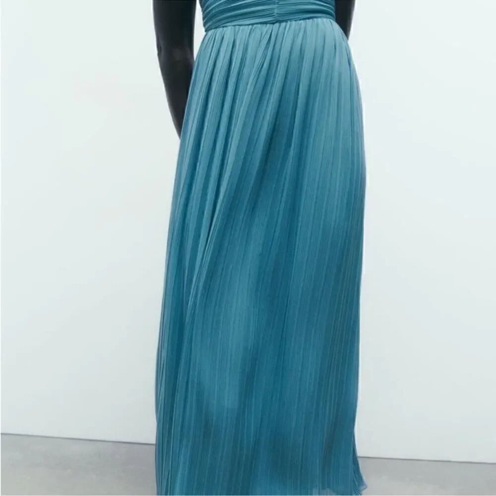 ZARA PLEATED MIDI DRESS - Picture 12 of 14